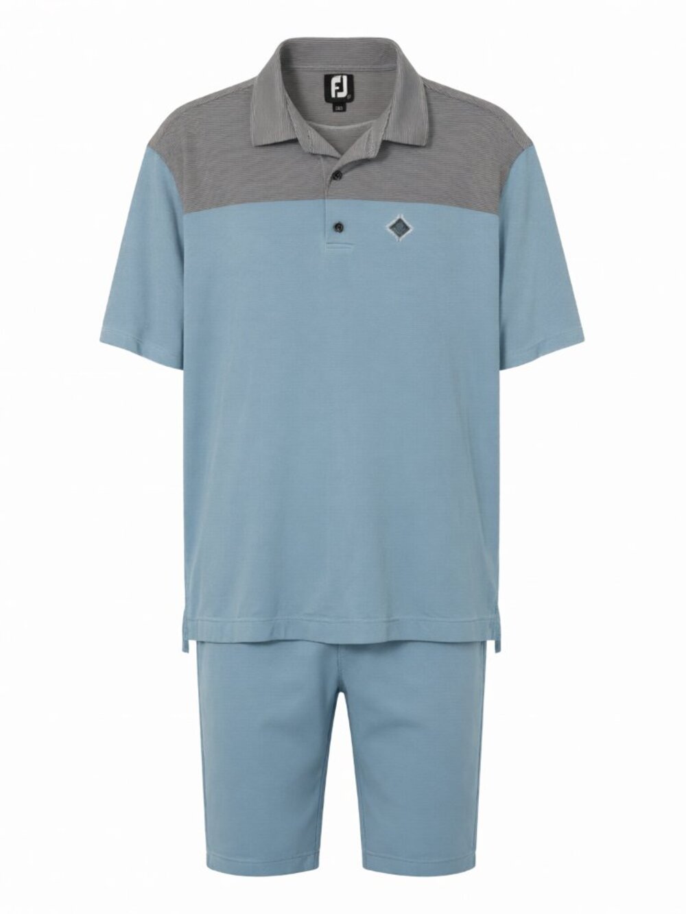 FootJoy Men's Polo Shirt XL Blue Gray Striped Short Sleeve Polyester